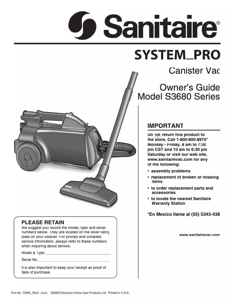 First page image of the manual for System Pro SL3681A