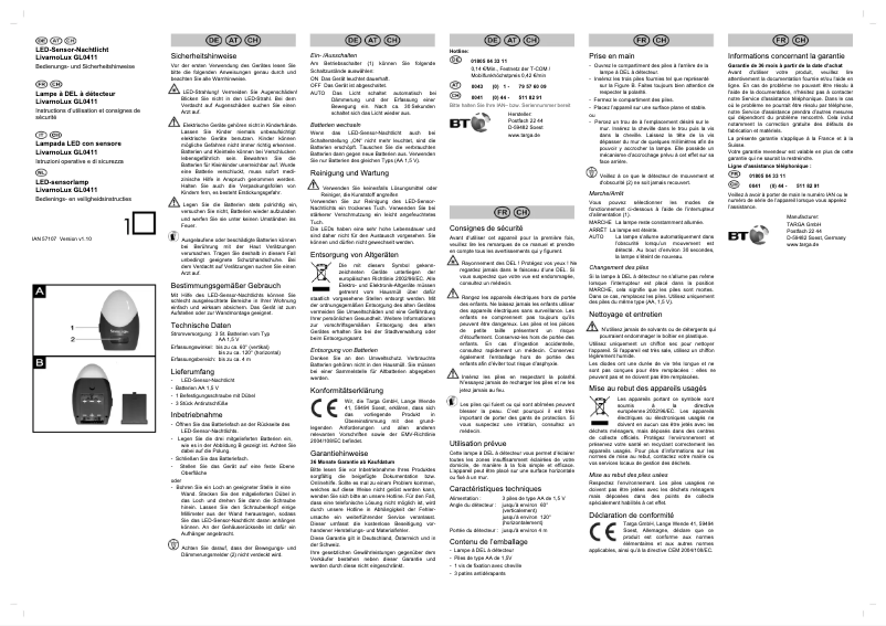 Page 1 of the manual User Manual Livarno Lux IAN 57107