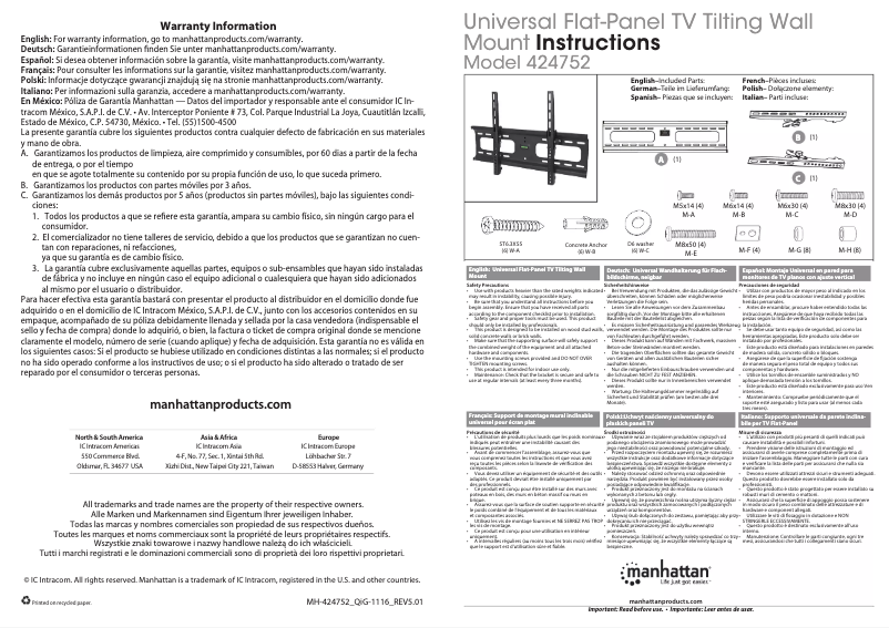 Page 1 de la notice Manuel utilisateur Manhattan 424752