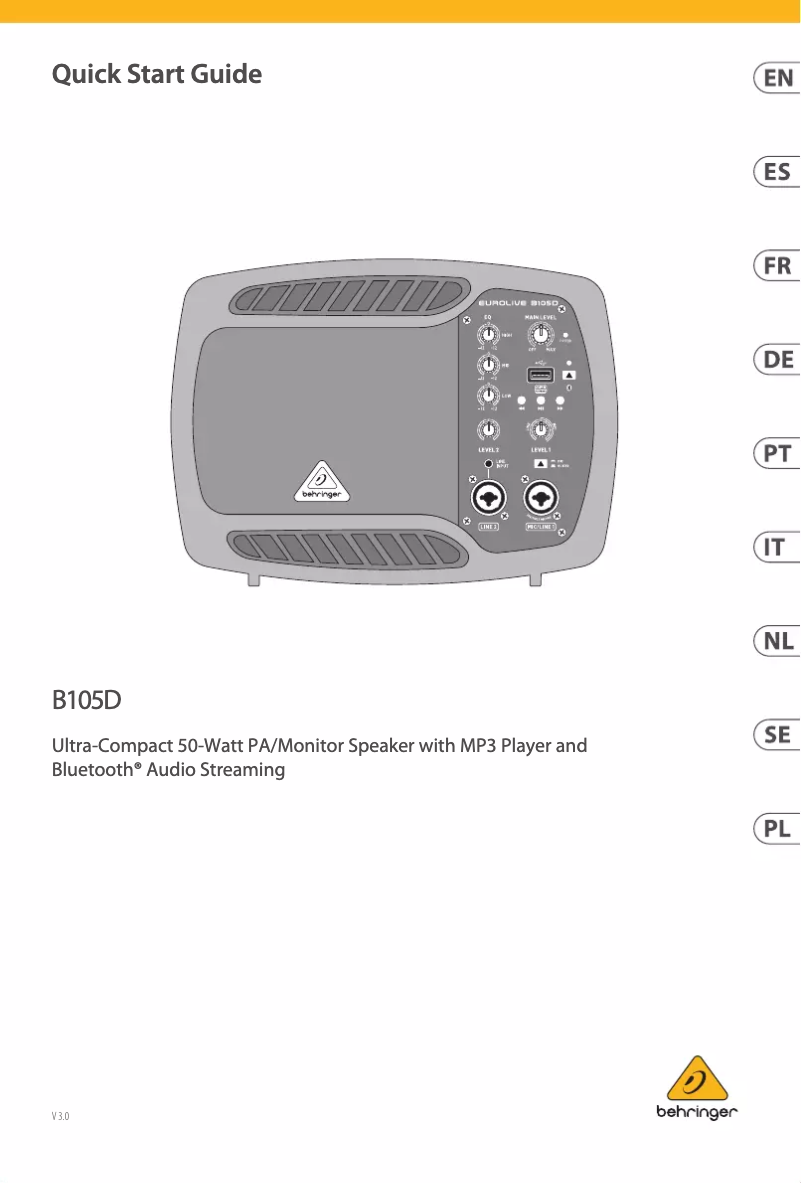 Page 1 of the manual User Manual Behringer Eurolive B105D