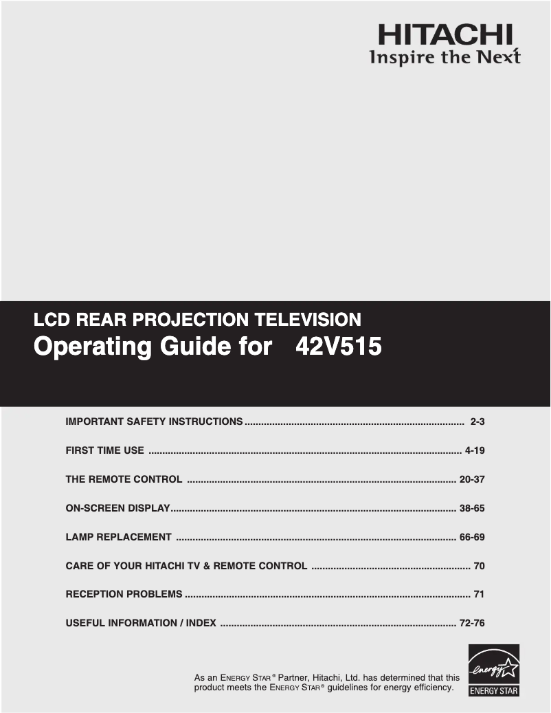 Page 1 of the manual User Manual Hitachi 42V515