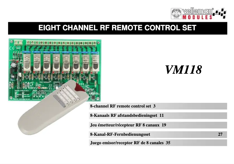 First page image of the manual for VM118