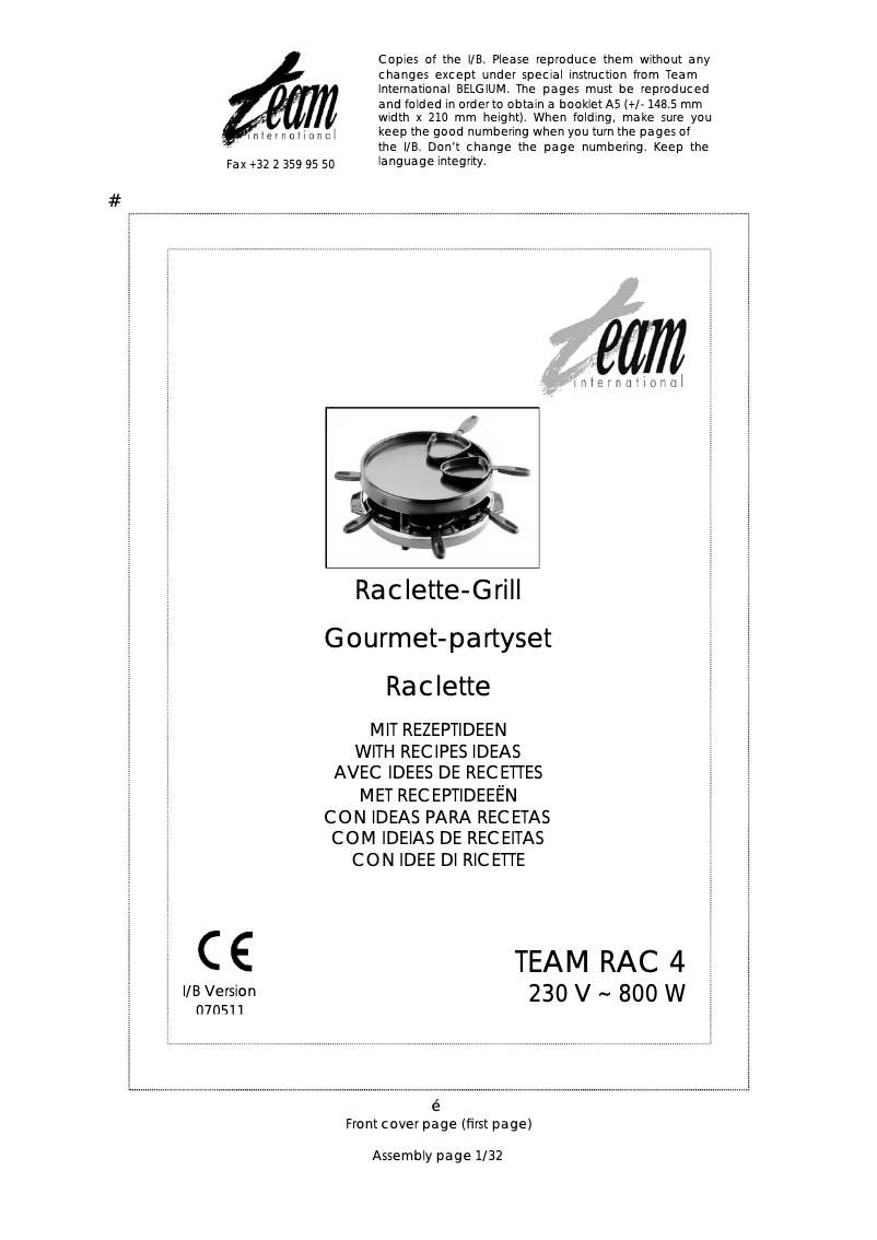 Page 1 of the manual User Manual Team RAC 4