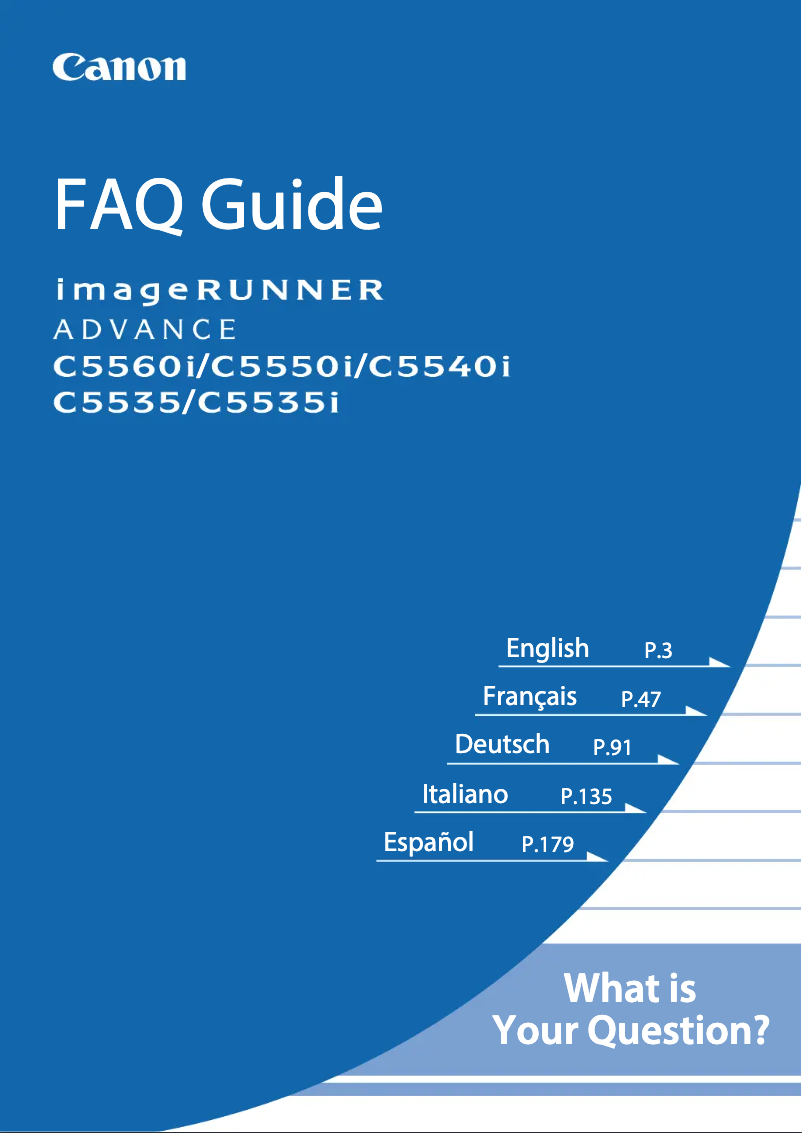 Page 1 of the manual FAQ Canon imageRUNNER ADVANCE C5560i ES+