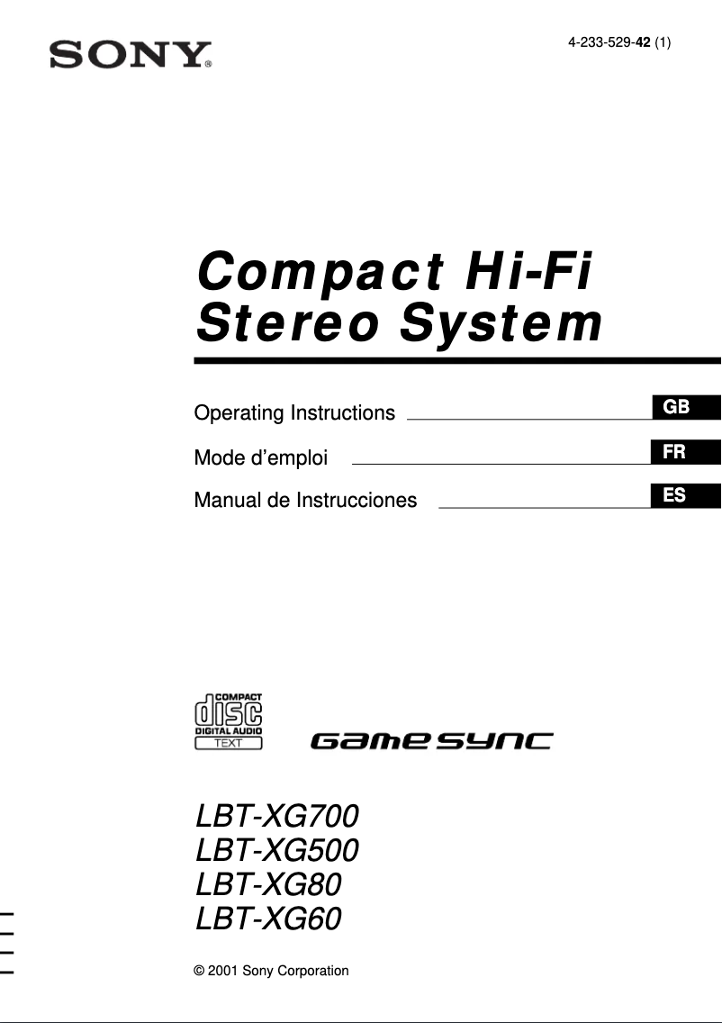First page image of the manual for LBT-XG60