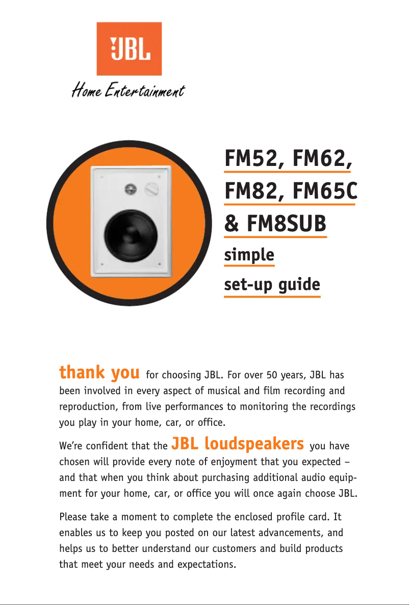 Page 1 of the manual User Manual JBL FM62