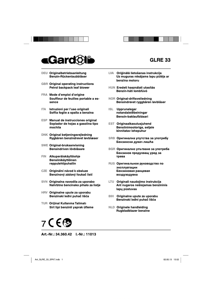 Page 1 of the manual User Manual Gardol GLRE 33