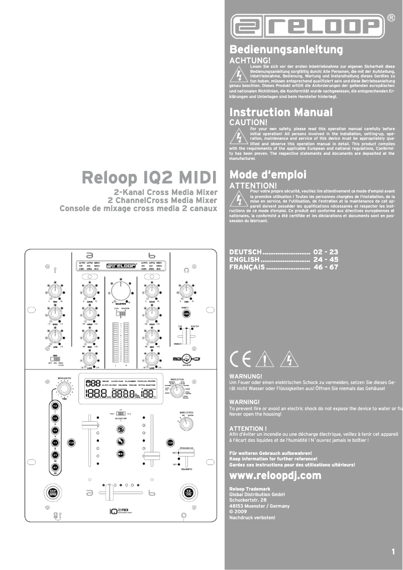 First page image of the manual for IQ2 MIDI