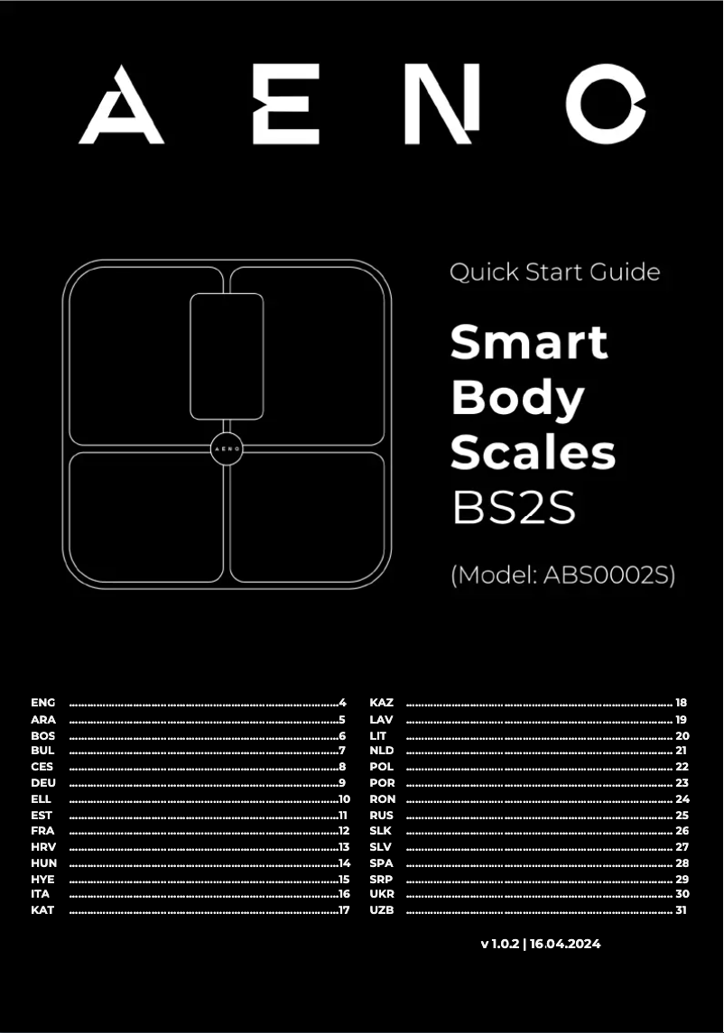 Page 1 of the manual Quick Start Guide AENO BS2S