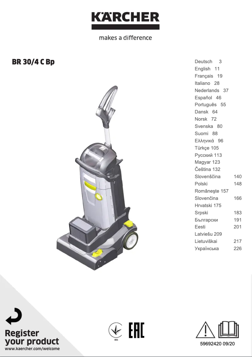 Page 1 de la notice Manuel utilisateur Kärcher BR 30/4 C BP