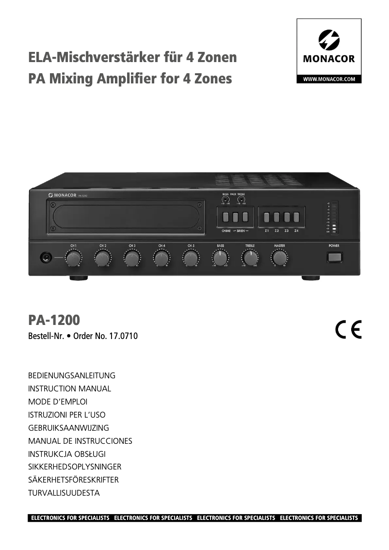 First page image of the manual for PA-1200