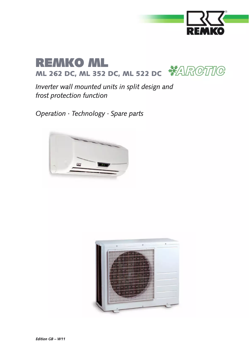 First page image of the manual for ML522 DC