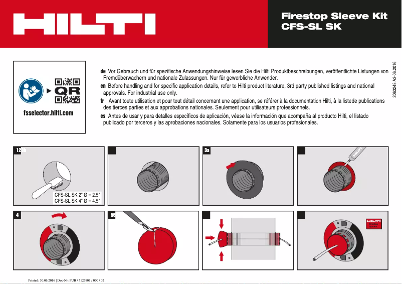 Page 1 of the manual Instructions / Assembly Hilti CFS-SL GP