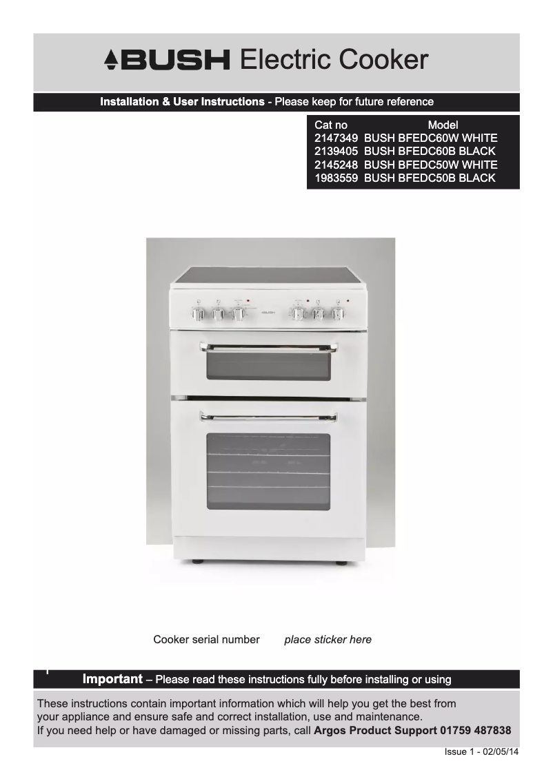 First page image of the manual for BFEDC50W