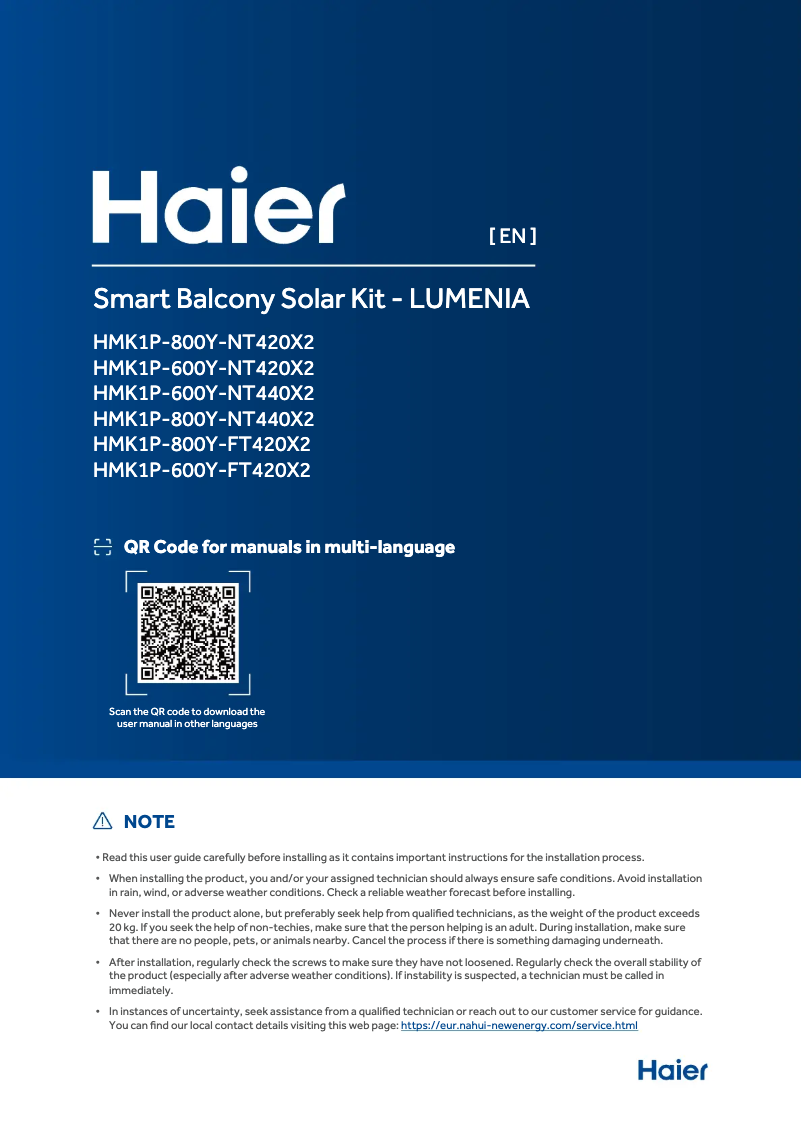 Page 1 de la notice Manuel utilisateur Haier HMK1P-800Y-NT440X2