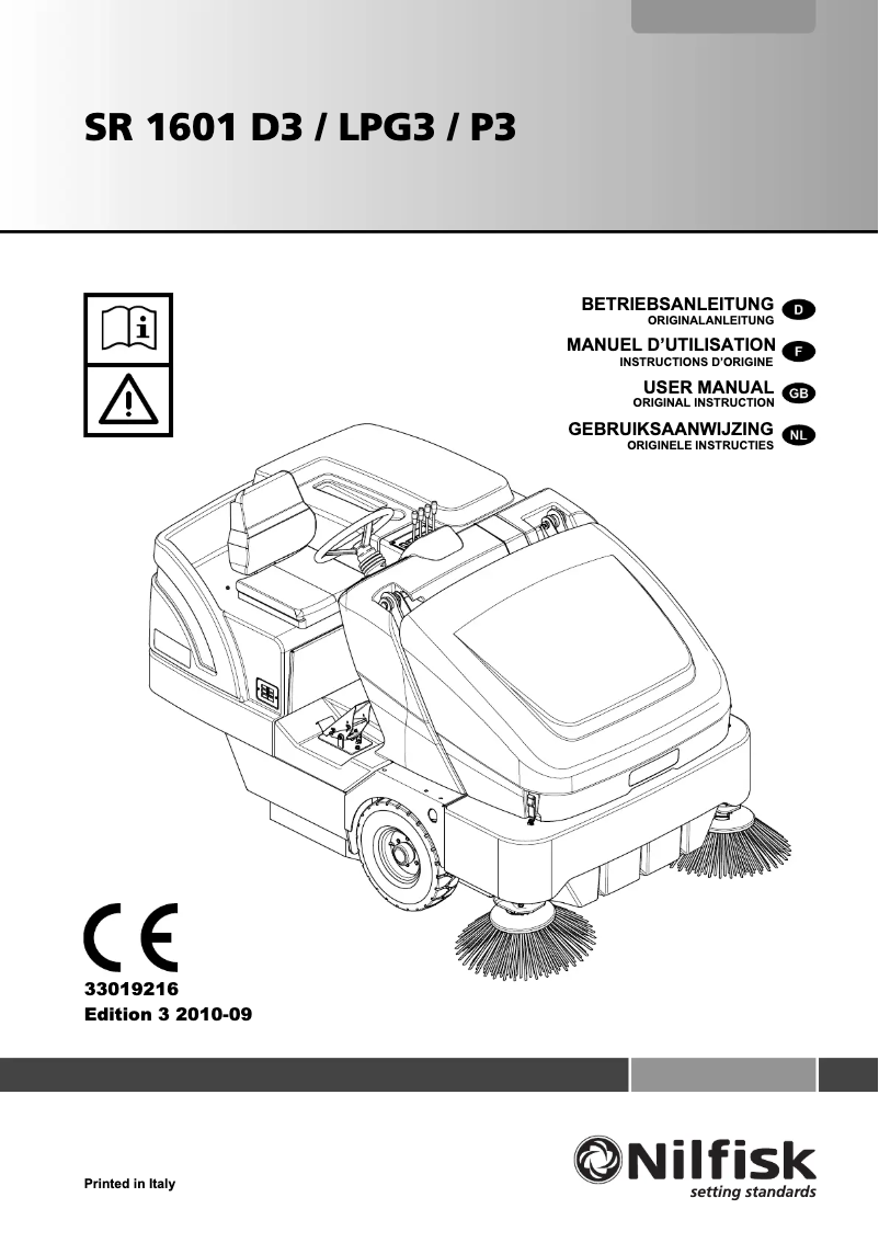 Page 1 of the manual User Manual Nilfisk SR 1601