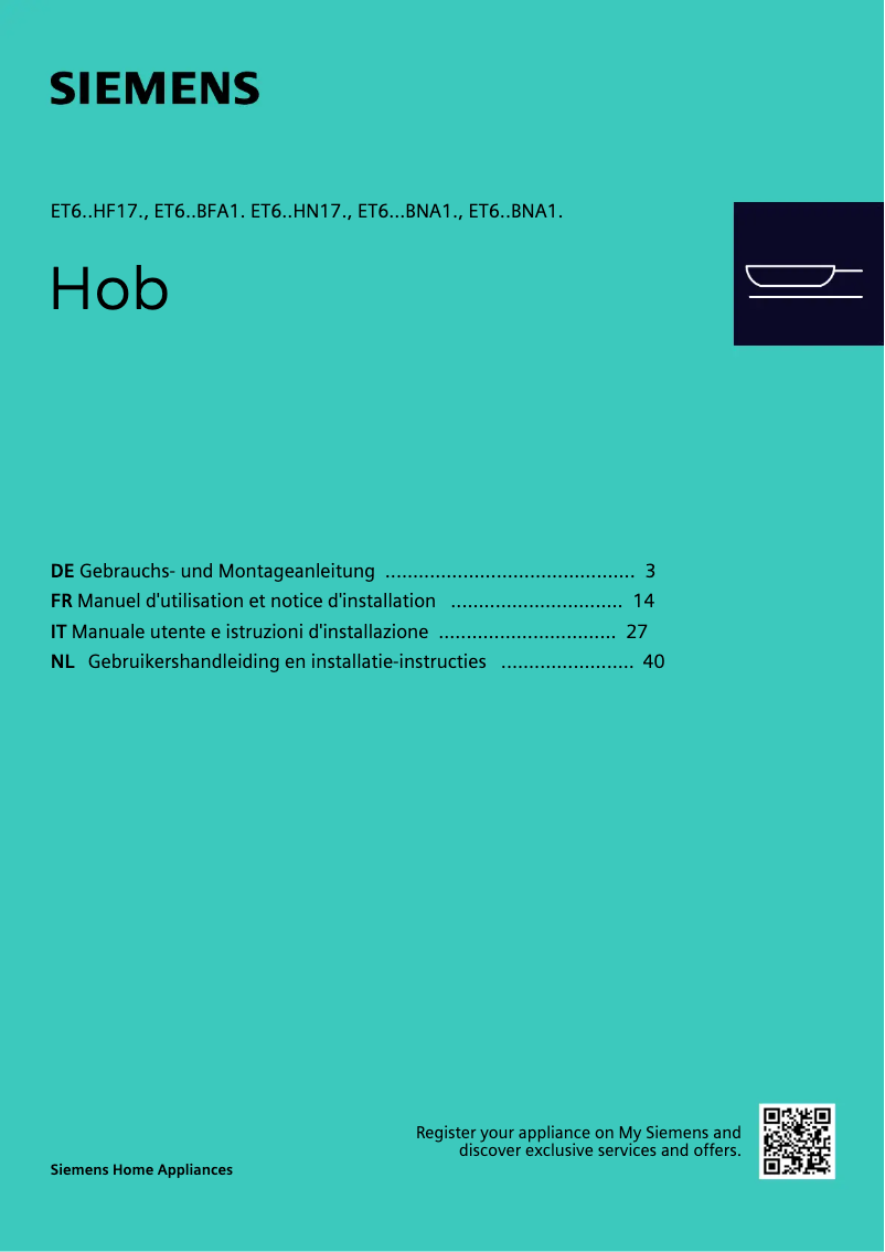 First page image of the manual for ET645BNA1E