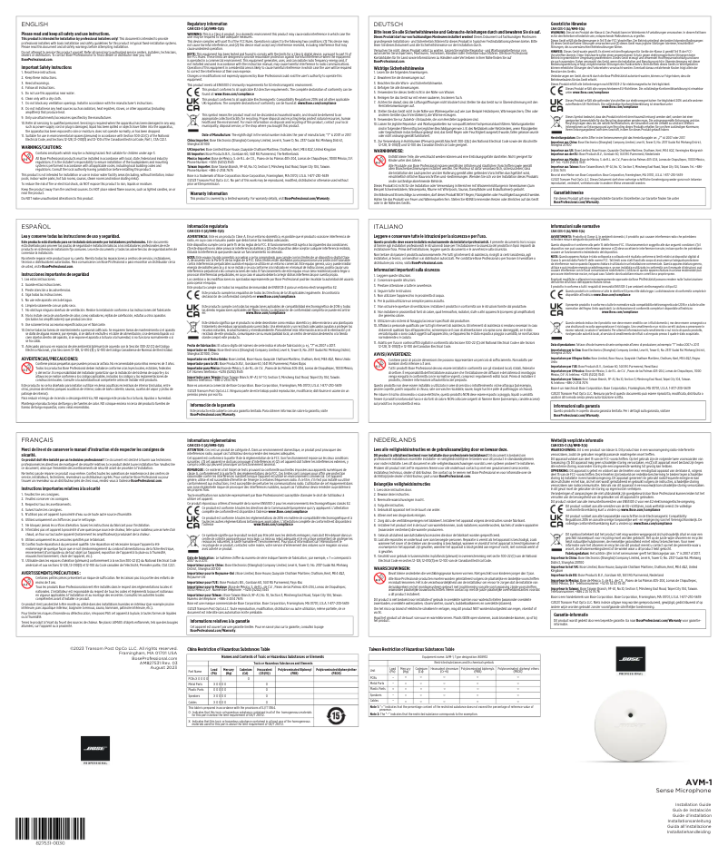 First page image of the manual for AVM-1