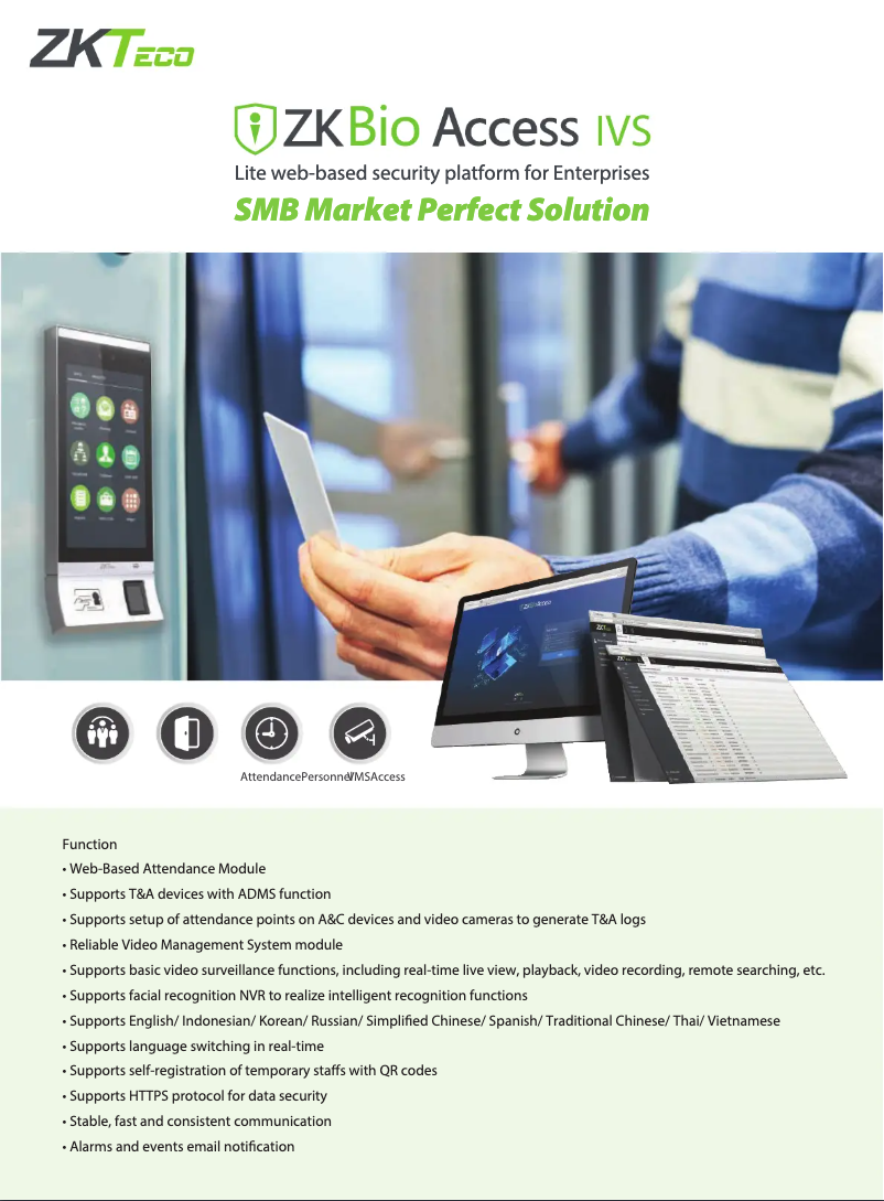 Page 1 of the manual Quick Start Guide ZKTeco ZKBioAccess IVS