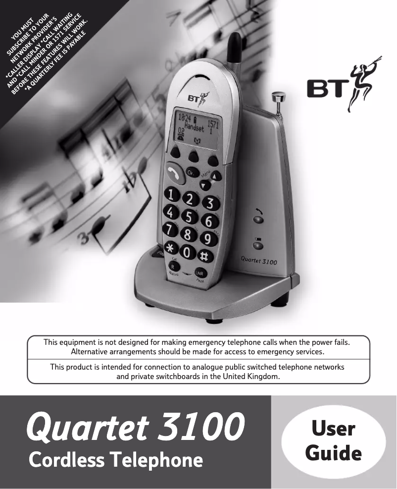First page image of the manual for Quartet 3100