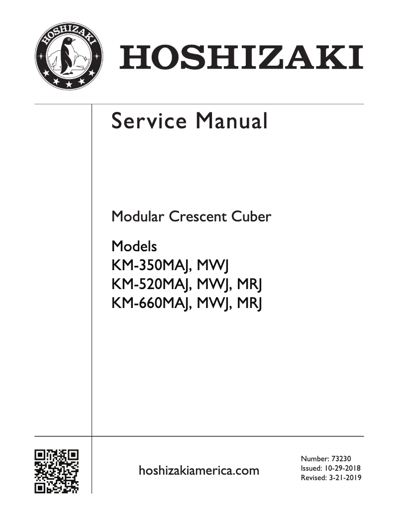 Page 1 of the manual User Manual Hoshizaki KM-350MAJ