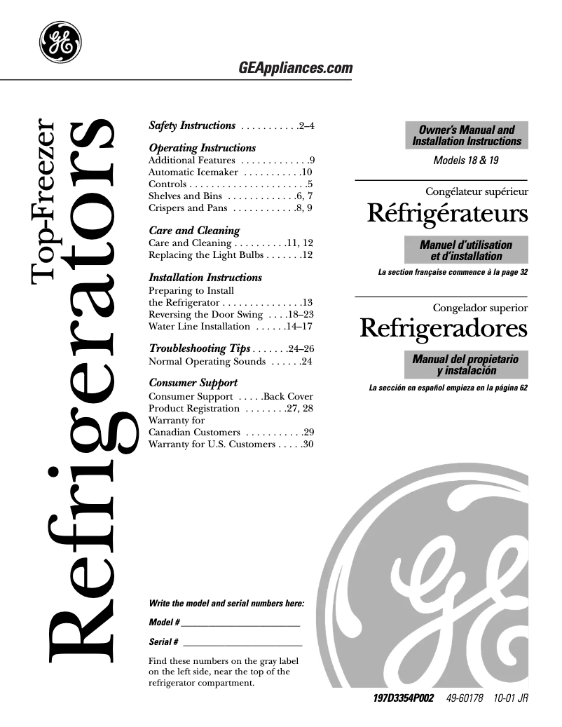 First page image of the manual for GTS18UBMBB