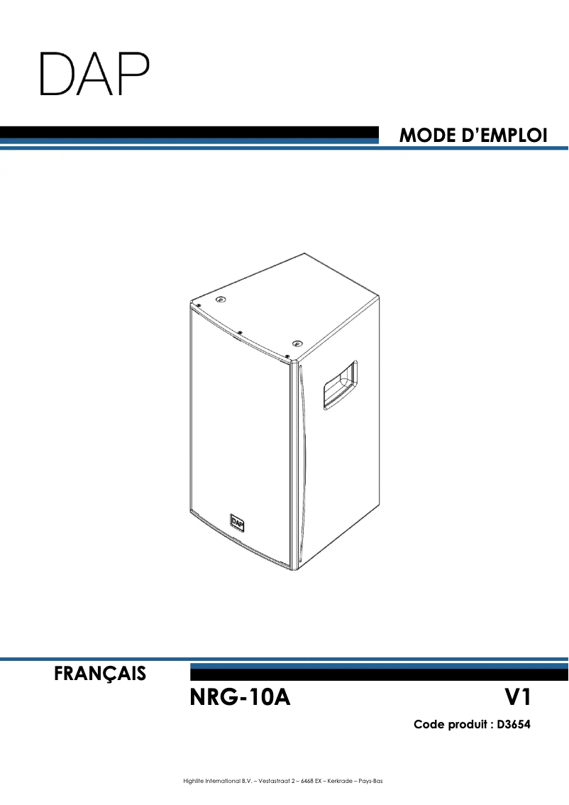 Page 1 de la notice Manuel utilisateur DAP-Audio NRG-10A