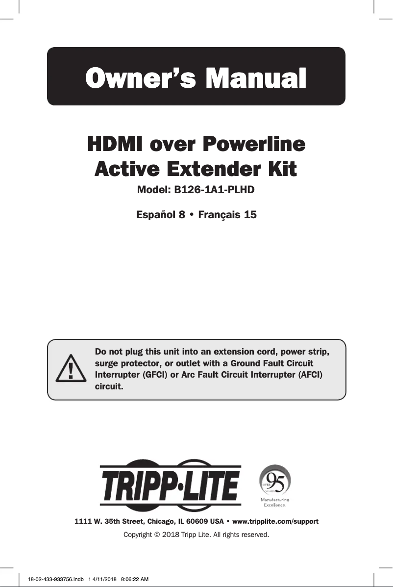 First page image of the manual for B126-1A1-PLHD