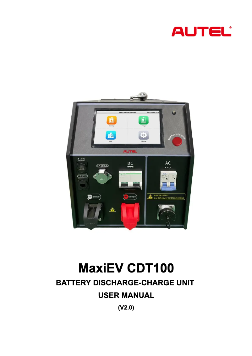 First page image of the manual for MaxiEV CDT100