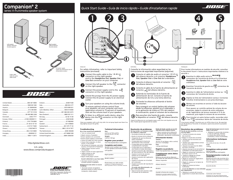 Page 1 of the manual Quick Start Guide Bose Companion 2