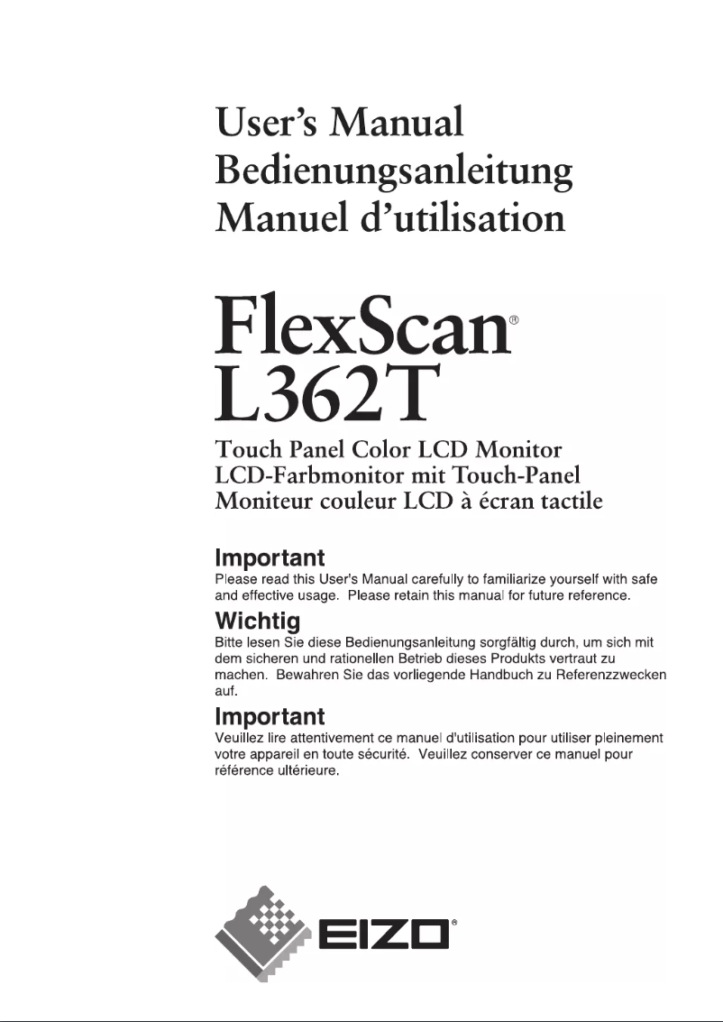 First page image of the manual for FlexScan L362T