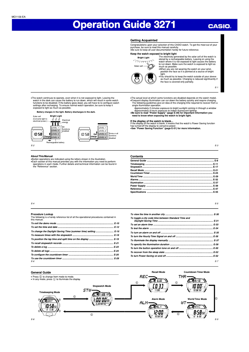 Page 1 of the manual User Manual Casio Tough Solar WS220-1AV