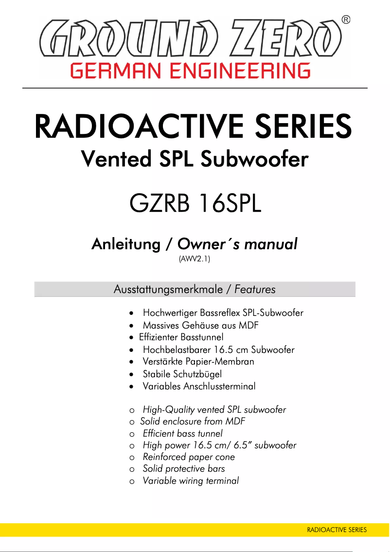 First page image of the manual for GZRB 16SPL
