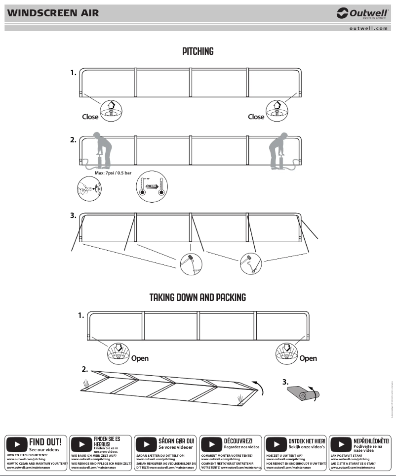 Page 1 of the manual User Manual Outwell Windscreen Air