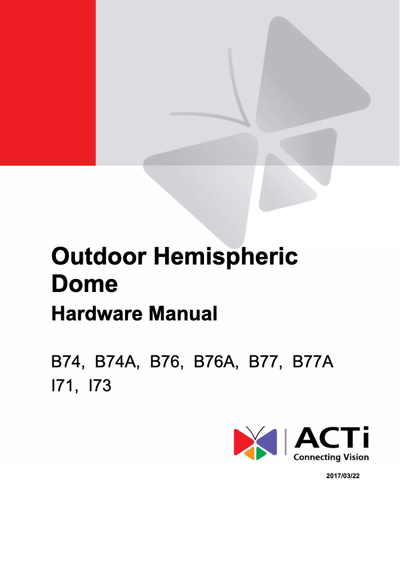 Page 1 of the manual User Manual ACTi B76A