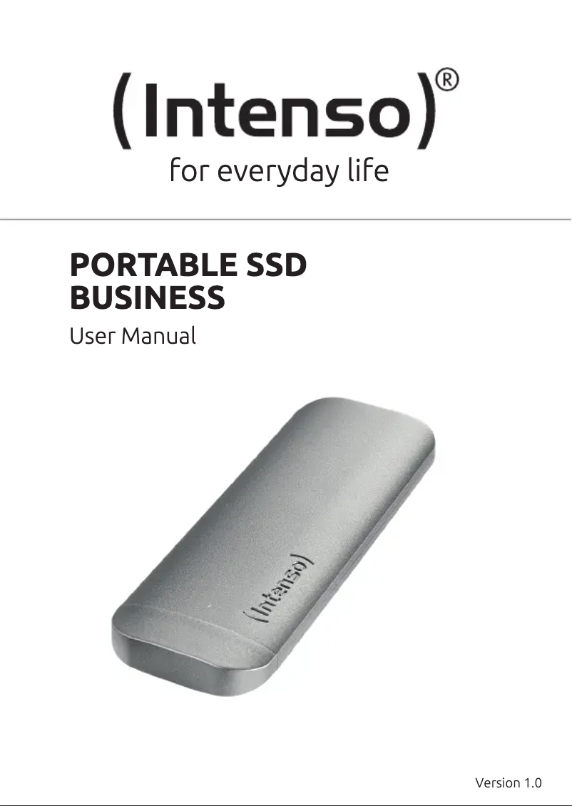 Page 1 of the manual User Manual Intenso External SSD Business