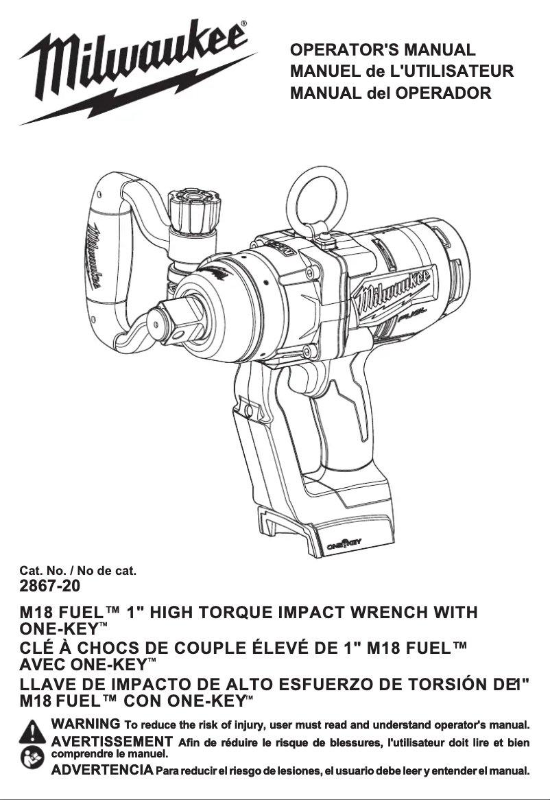First page image of the manual for M18 Fuel ONE-KEY 2867-22