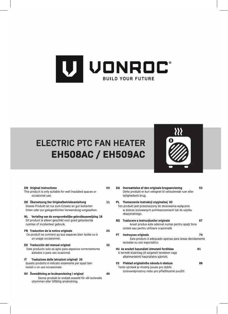 First page image of the manual for EH509AC