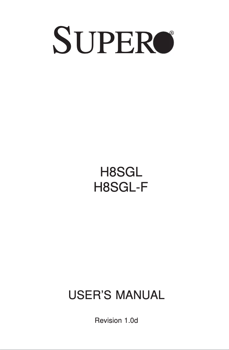 First page image of the manual for H8SGL-F