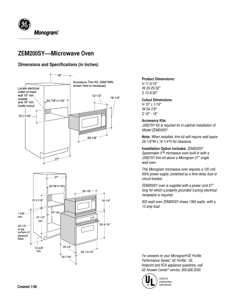 First page image of the manual for ZEM200SY