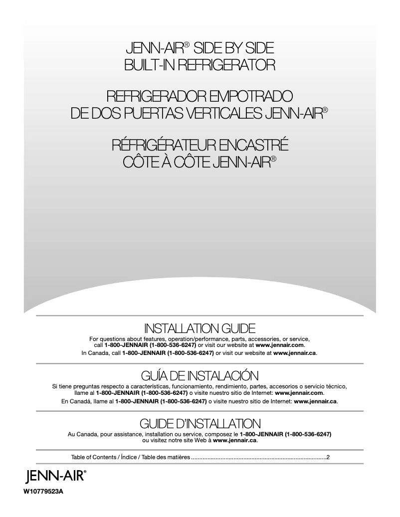 Page 1 of the manual Installation Guide JennAir JS42NXFXDE