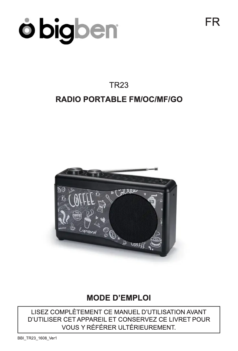 First page image of the manual for TR23