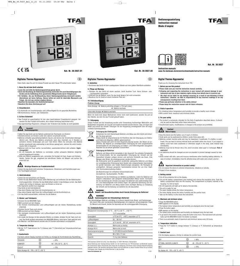 First page image of the manual for 30.5027.01