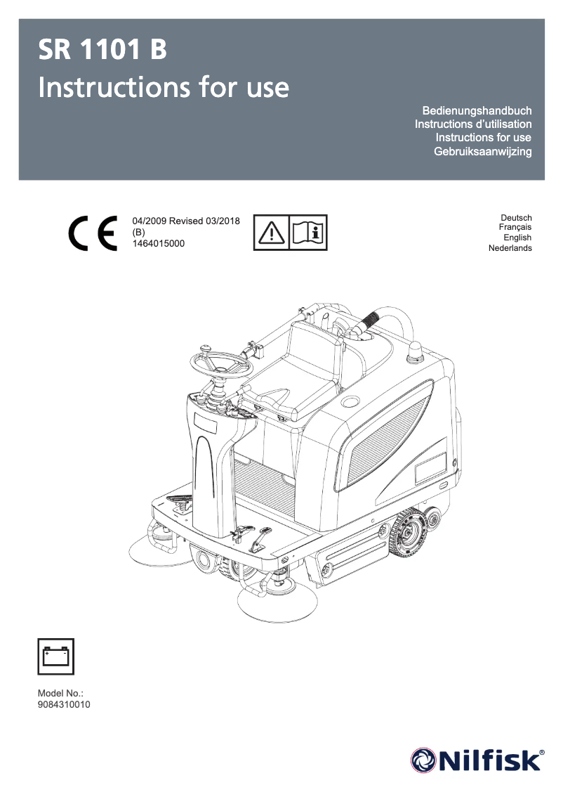 Page 1 of the manual User Manual Nilfisk SR 1101 B
