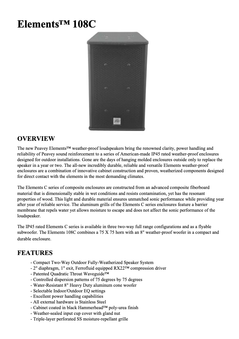 First page image of the manual for Elements 108C