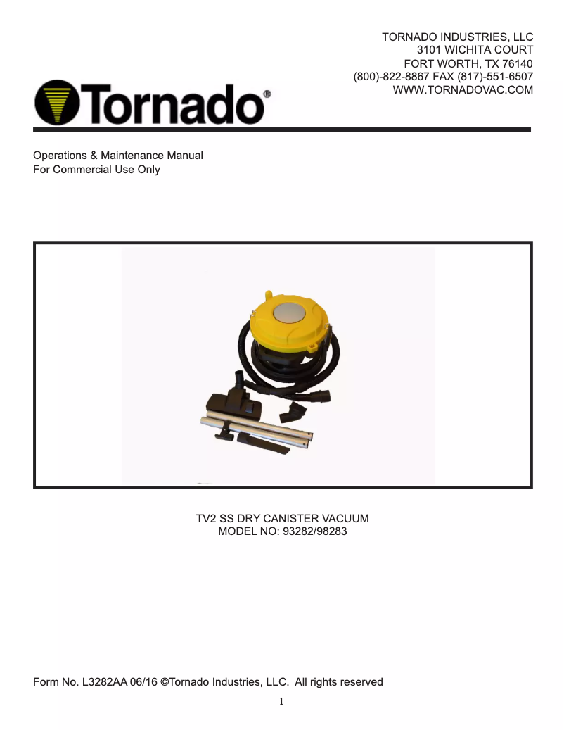 Page 1 of the manual User Manual Tornado 93282