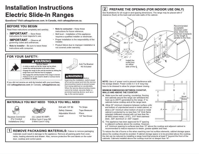 First page image of the manual for CES700P3MD1