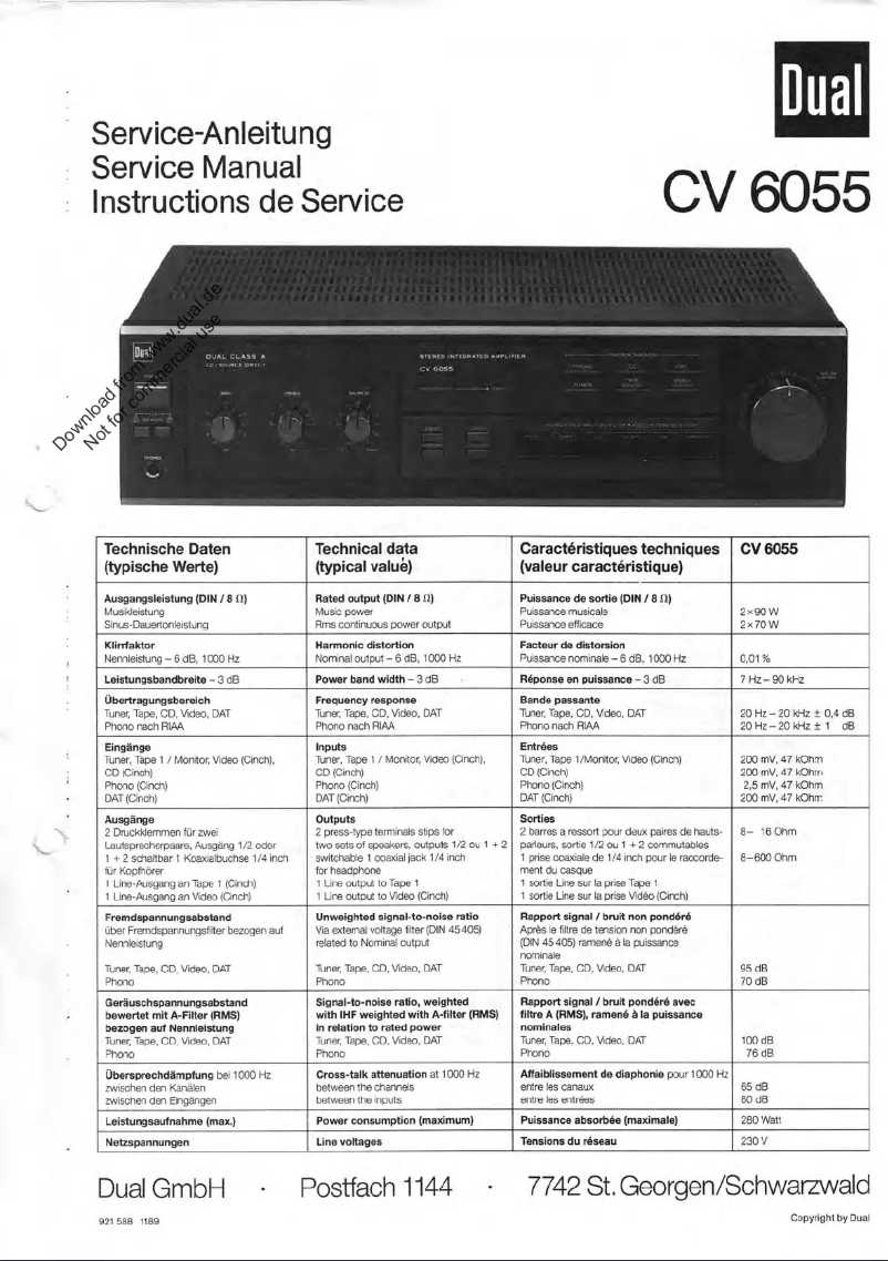First page image of the manual for CV 6055