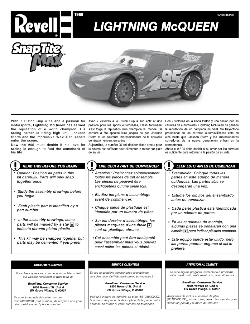 Page 1 of the manual User Manual Revell Disney’s CARS: Lightning McQueen