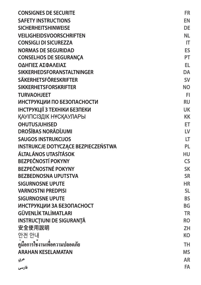 Page 1 of the manual Safety Instructions SEB Simply One